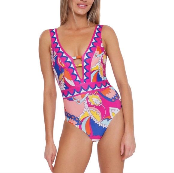 Other - NEW Trina Turk Multicolor Sevilla Plunge One Piece Swimsuit